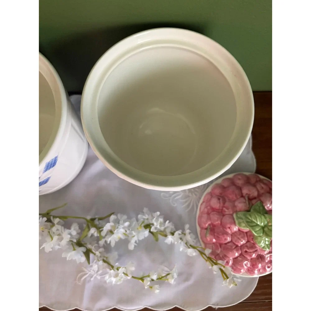 Vintage‎ Treasure Craft Ceramic Fruit Canister Set Plums and Cherries